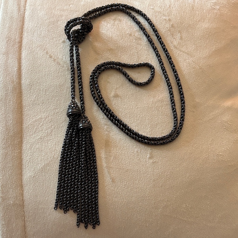 Kendra Scott Twisted Black Tassel Necklace